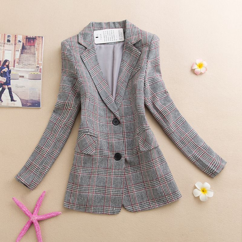 Trendy Two-Button Blazer For Women - Slim Fit Short V-Neck Casual Jacket In Grey/Khaki (Sizes M-XXXL)_ecoleips.com