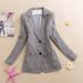 Trendy Two-Button Blazer For Women - Slim Fit Short V-Neck Casual Jacket In Grey/Khaki (Sizes M-XXXL)_ecoleips.com