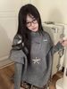 girl Early Autumn Retro Lazy Style Fashion Irregular Pullover Gray Loose For Female Students Cape High Neck Knitted Sweater_ecoleips.com
