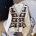 Women's Clothing Two Piece Jacquard Sweater Large Size Contrast Color Knitted Sweater Tops For Women Autumn And Winter New Jacquard Bottoming Shirt_ecoleips.com