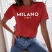 Women's Round Neck Short Sleeve T-Shirt Letter Print Top A77_ecoleips.com