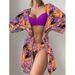 Women's 3-Piece Bikini Set - Sexy High-Cut Swimwear With Cover-Up Skirt (Sunflower, Violet, Yellow, Black, Green)_ecoleips.com
