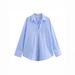 Women's European And American Style Striped Lapel Long Sleeve Loose Shirt Spring Autumn New Fashion Versatile Single Breasted Top_ecoleips.com