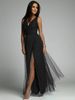 European And American Cross-border 2024 New Sexy V-neck Slim-fit Waist-enhancing Slit Long Sparkling Dress_ecoleips.com