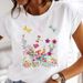 European And American Cross-border Foreign Trade Women's Clothing Butterfly Floral Round-neck Printed Short-sleeve_ecoleips.com