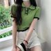 French-Inspired Polo Knit Top – Breathable Short Sleeve With Collar (One Size, Cool-Touch Polyester Blend)_ecoleips.com