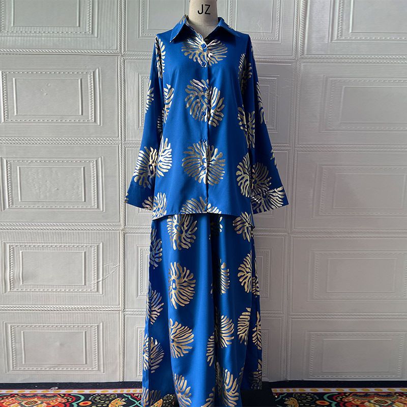 Women's Long Sleeve Top & Wide Leg Pants Set – Artistic Ink Wash Print, Comfortable Polyester, Trendy Streetwear (Xs-Xxxl, 6 Colors)_ecoleips.com
