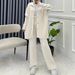 Women's Clothing Autumn And Winter Wool Solid Color Cardigan Jacket Fashion Loose Pants Set_ecoleips.com