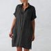 plus Size Cotton Long Sleeve Shirt Dress For Women Casual Regular Thickness Spring/Autumn Irregular Pocket Design_ecoleips.com