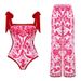 Women's sexy one-piece swimsuit female conservative hot spring resort swimsuit wrap skirt suit_ecoleips.com