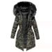 Women's Clothing Winter plus velvet thickened coat for women version loose BF large fur collar medium and long camouflage cotton coat_ecoleips.com