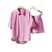 Summer Fashion Women's Casual Loose Shorts With Pockets Striped Design Early Autumn Suit Top Women's Clothing_ecoleips.com