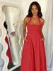 Women Dress Halter Square Neck High Waist A Line Midi Gown Chic New Spring Summer Casual Dress Beach Date Flowy Outfit_ecoleips.com