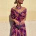 Elegant Off-Shoulder Chiffon Wrap Dress With Abstract Print - Flowy Maxi Dress For Women, Boho Chic & Casual Wear_ecoleips.com