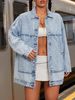Classic Button-Front Denim Jacket For Women – Light Blue, Mid-Length, Long Sleeve – Timeless Casual & Streetwear (S-XL)_ecoleips.com