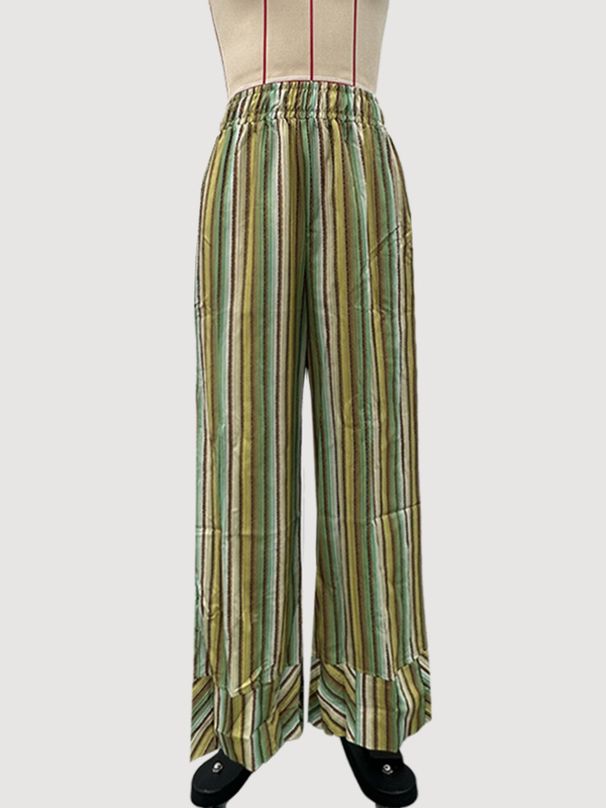 K Striped Wide Leg Pants Women's New Loose Casual High Waisted Slimming Pants_ecoleips.com