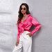 Real Shot Of Saddle Shirt Women's Satin Faux Silk Long-Sleeved Shirt Women's Clothing_ecoleips.com