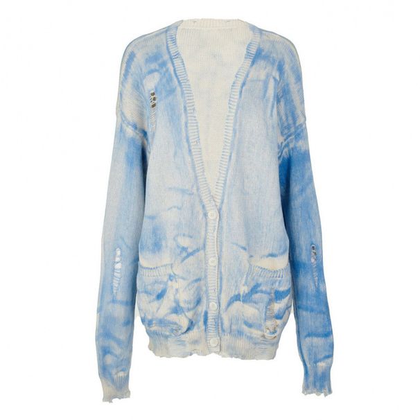 American Retro Tie-Dye Distressed Woolen Jacket Women's Winter Woolen Cardigan Summer Outer With High-End Women_ecoleips.com