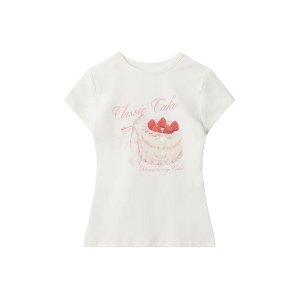 Nariele Bow Print Design Sleeved T-shirt For Women, Slim Fit, Summer Slimming, Short And Spicy Girl Top_ecoleips.com