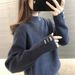 Women's Semi-Turtle Neck Sheep Velvet Sweater Embroidered Loose Knit Top For Autumn Winter Korean Style Casual Chic_ecoleips.com
