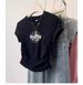 Women's Short Sleeve T-Shirt Slim Fit Letter Print Pleated Design Summer New Fashion Top_ecoleips.com