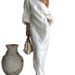 Zen-Inspired Asymmetrical Maxi Dress – Elegant Off-Shoulder Silhouette, Polyester Flowy Boho Dress With Side Slits_ecoleips.com