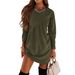 Autumn And Winter Solid Color Long Sleeve Irregular Round Neck Long T Dress Women's Clothing_ecoleips.com