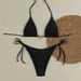 Women's Sexy Swimsuit Solid Color Tie up Backless Two Piece Three Piece Bikini High Elasticity Cross Border Foreign Trade 2025_ecoleips.com