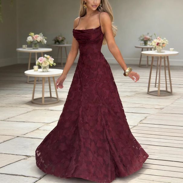 Cross-border 2026 European And American Women's New Fashion Versatile Hot Girl Style Burgundy Sexy Slip Dress_ecoleips.com