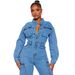 Women's Clothing Elastic Bell Bag Washed Denim Jumpsuit Jumpsuit Flared Pants Overalls_ecoleips.com