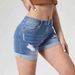 Women's Clothing Trendy Hole Curling High Elastic High Waist Denim Shorts Women's Hot Pants_ecoleips.com