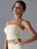 K New Solid Color Chest Wrapped Yoga Suit Top With Pleats, Strapless, Breathable, Slim Fit, Anti Slip, Running Sports Bra, Fitness Suit_ecoleips.com