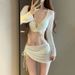 New High-End Women's Swimsuit Set Two-Piece Bikini Sexy Long-Sleeved Sunscreen Hot Spring Wear_ecoleips.com