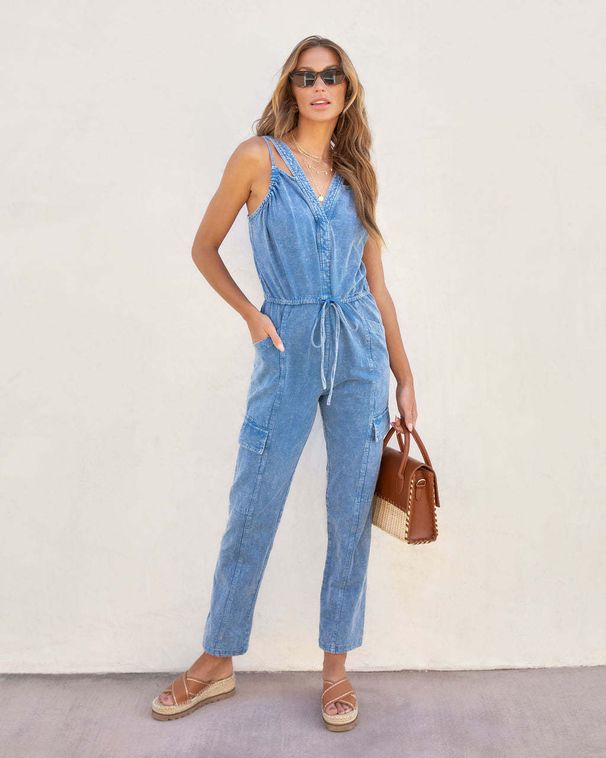 Women's Clothing Spring And Summer Casual Hipster Washed Denim Overalls _ecoleips.com