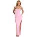 Elegant Bodycon Evening Dress With Thigh High Slit & Off-the-Shoulder Neckline - Solid Color Formal Gown For Parties And Special Occasions_ecoleips.com