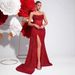 Women's Clothing Sequined Strapless Evening Gown American Style Small Slit Train Elegant Birthday Party Runway Show Dress_ecoleips.com