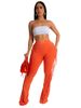 Women's Casual Flared Trousers HR24049 European American Style Cotton Washed Distressed Tassel Elastic Fit Spring/Autumn_ecoleips.com