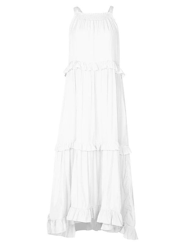 2025 Summer New European And American Style Vacation Ruffled Long Large Swing Flowy Beach Dress For Women_ecoleips.com