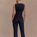 Women's Clothing Modern Style Button High Waist Denim Top Trousers Suit_ecoleips.com