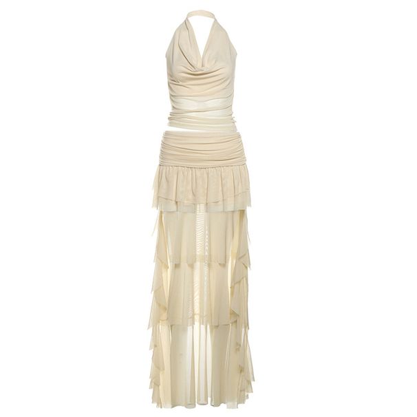 2025 European And American Style Cross-Border Spring New Women's Solid Color Slim Halter Neck Vest Fashion Low Waist_ecoleips.com