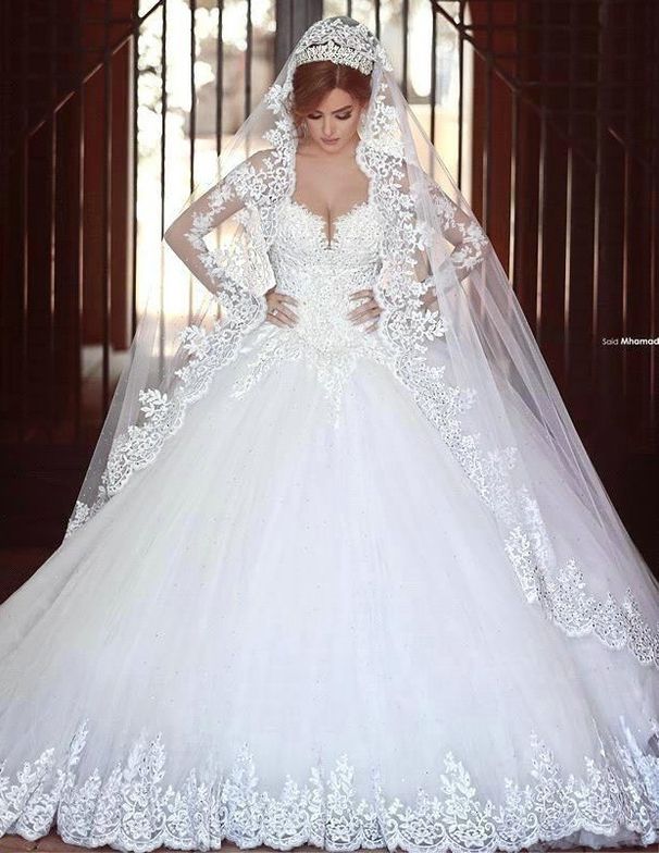 Elegant Royal Style Wedding Dress With Long Train - A-Line Mermaid Silhouette Bridal Gown For Bride_ecoleips.com