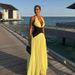 Women's Clothing Fashion Sexy V Neck Halter Neck Color Matching Waist Dress_ecoleips.com