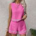 Women's Clothing Sleeveless Embroidery Vest Short Skirt Set Summer Fashion Outfit Elegant Stylish_ecoleips.com