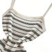Women's Black White Striped Spaghetti Strap Sundress Elastic Ribbed Knit Bodycon Mini Dress Casual Summer Sexy Party Dress_ecoleips.com
