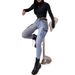 Functional Style Peach Butt Washable Denim High-waisted Pencil Slim-fit Pants, High Elasticity_ecoleips.com