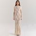 Women's Clothing Elegant Square Neck Fishtail Lace Dress – Halter Sleeves & Pleated Bustier For A Flattering Fit_ecoleips.com