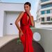 Women's Clothing Spring And Summer Sexy Slim Fit Halter Neck Drop Neck Backless Dress Fashionable Solid Color V Neck_ecoleips.com