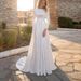 Women’s Clothing Satin Wedding Dress Muslim Bridal Gown Long Sleeves Floor Sweeping Train A Line_ecoleips.com