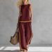 Women's Casual Sleeveless Round Neck Top & High-Waisted Wide Leg Pants Set – Comfortable Loungewear, Versatile Outfit For Work & Leisure_ecoleips.com