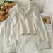 Women's Clothing Small Lapel Long Sleeve Slim Fit Short Shirt Female New Knitted Stitching Stylish Top_ecoleips.com